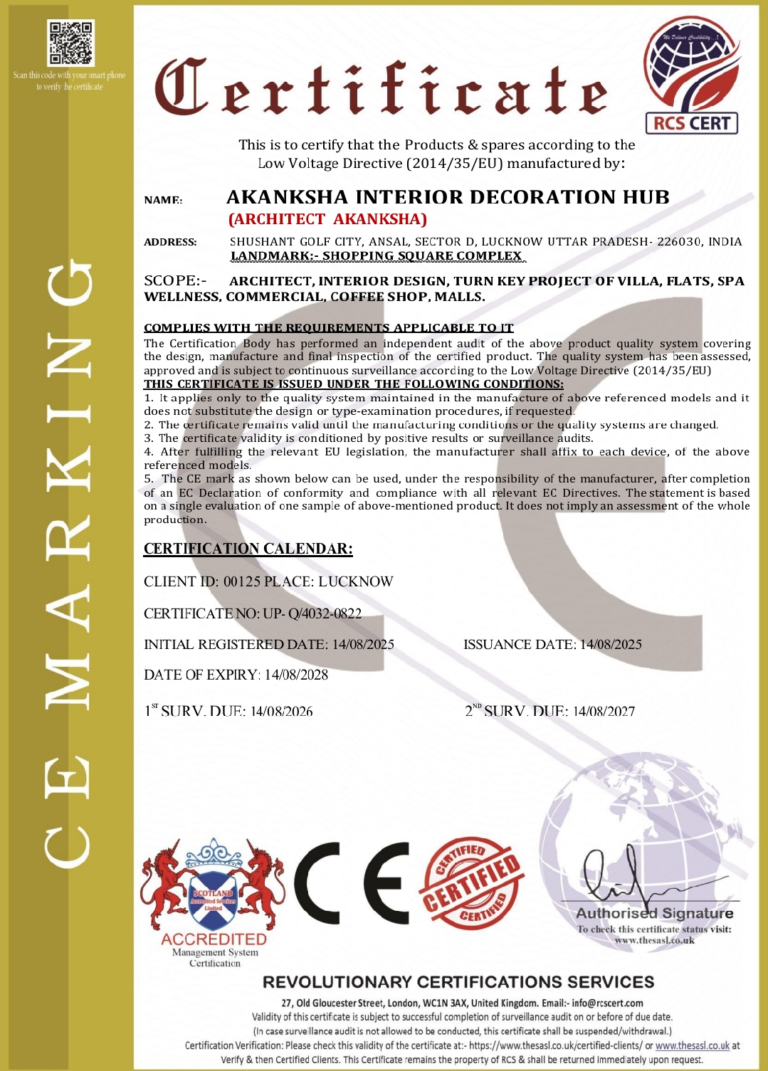 CE Marking Certificate